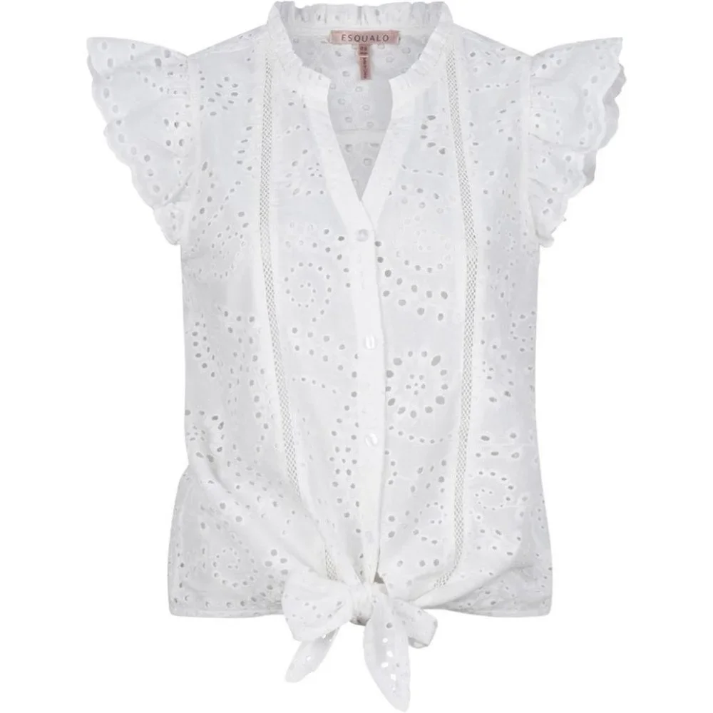 NWT ESQUALO White English Embroidery Schiffli Front Knot Top 100% cotton - Picture 6 of 7